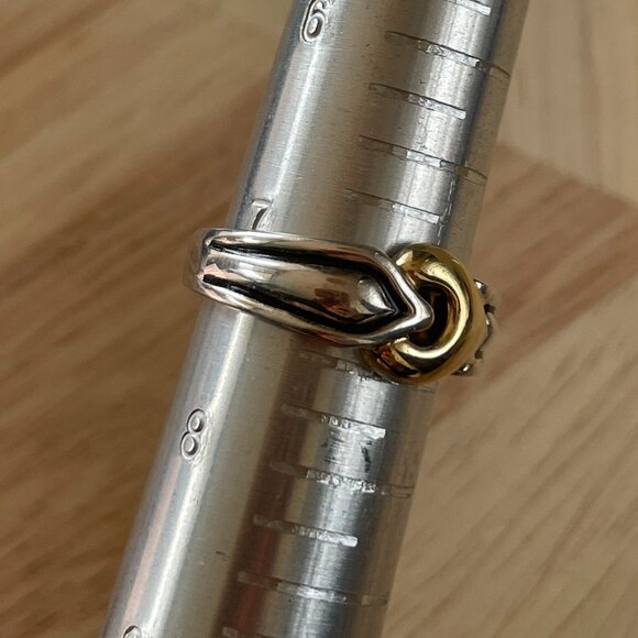 Vintage Sterling Silver Ring with 14K Gold Plated Face - Picture 6 of 7